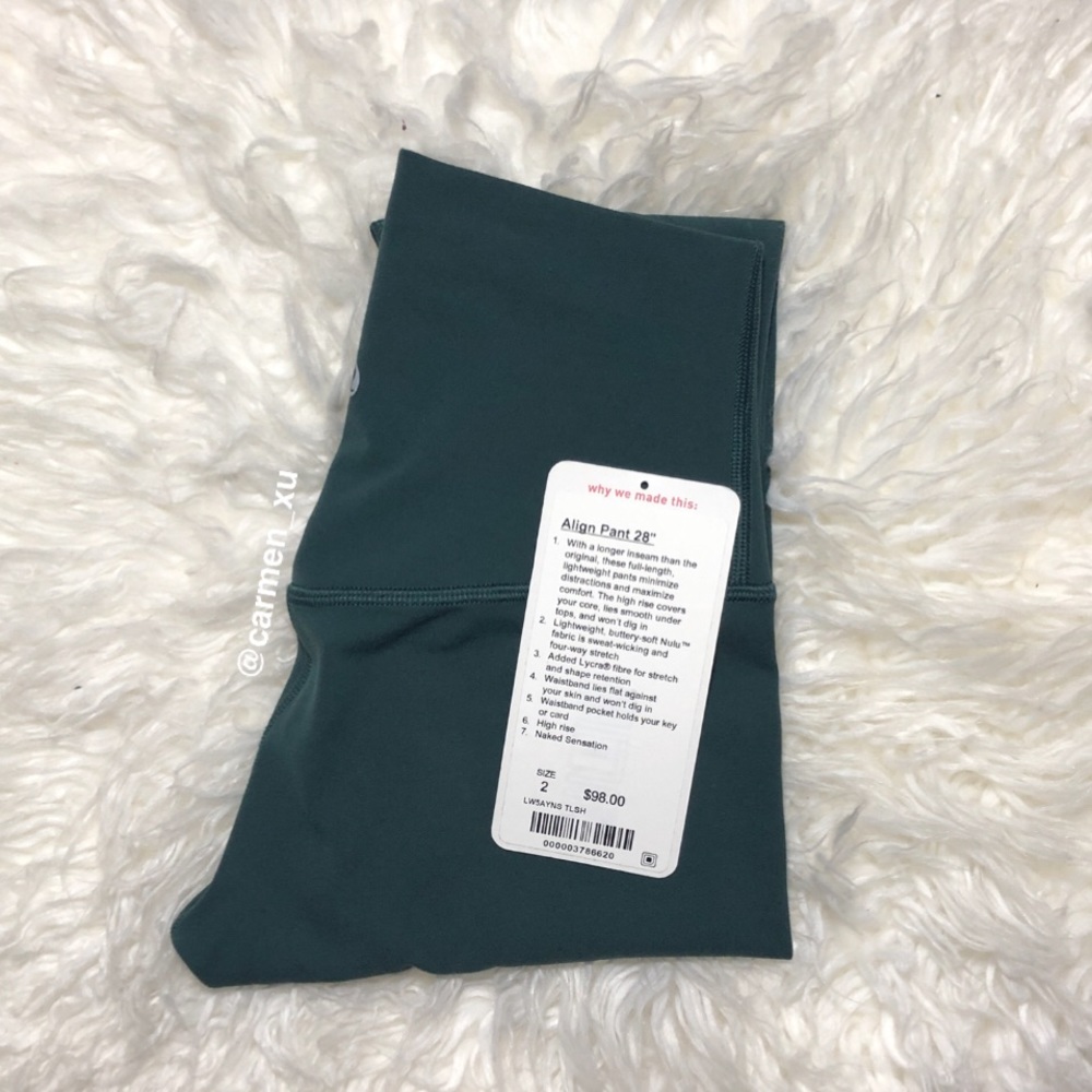❗️SOLD❗️Lululemon Align Pant Teal Shadow 7/8 (2) - Picture 2 of 7